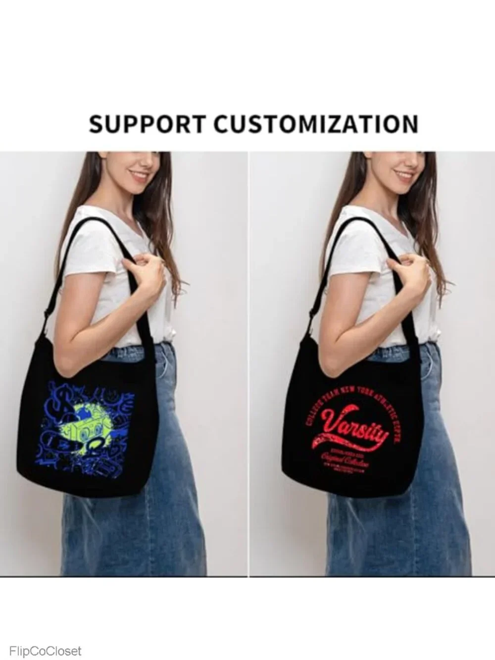 Canvas Hobo Shoulder Bag Crossbody Tote Large DIY Gift